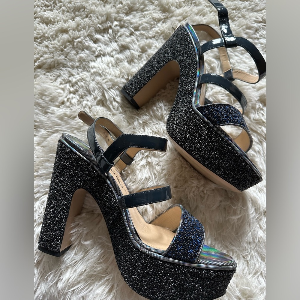Paul Andrew Rosie Assoulin Navy Strappy Platform Heel-40